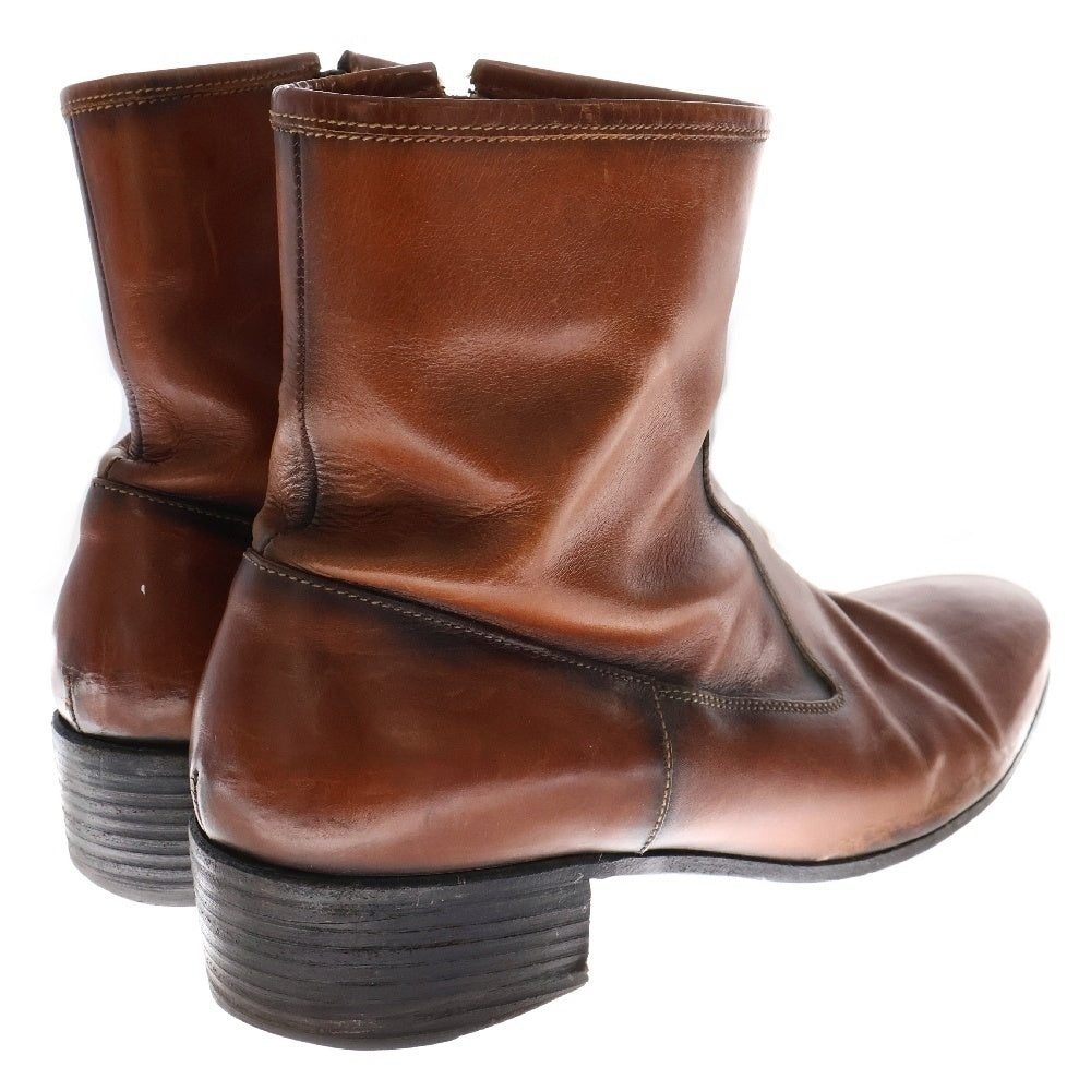 Maison Margiela 10(メゾン マルジェラ) サイドジップ ハイカット レザー ヒールブーツ ブラウン