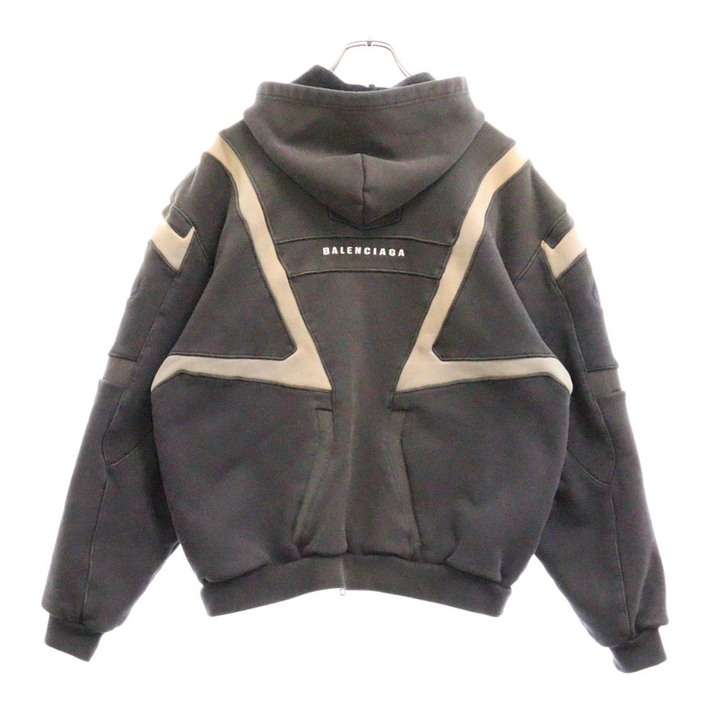 BALENCIAGA(バレンシアガ) UNITY SPORTS ICON BIKER ZIP-UP HOODIE ユニティスポーツアイコンバイカージップアップフーディ パーカー グレー 790359 TQVM2