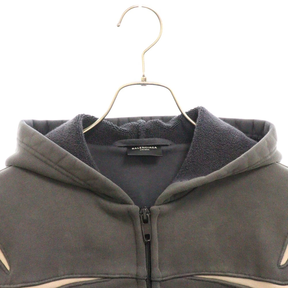 BALENCIAGA(バレンシアガ) UNITY SPORTS ICON BIKER ZIP-UP HOODIE ユニティスポーツアイコンバイカージップアップフーディ パーカー グレー 790359 TQVM2
