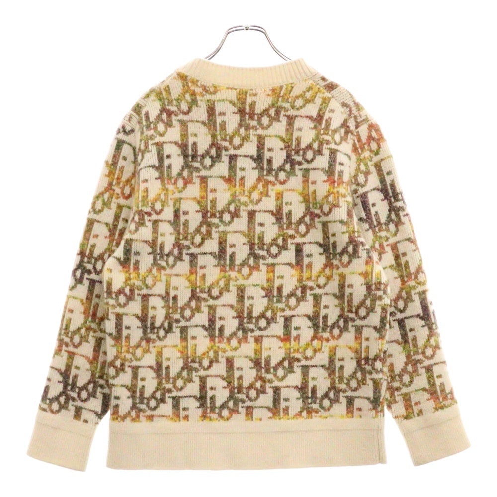DIOR(ディオール) 21AW オブリーク総柄 クルーネックニットセーター 193M638AT344 イエロー/ホワイト