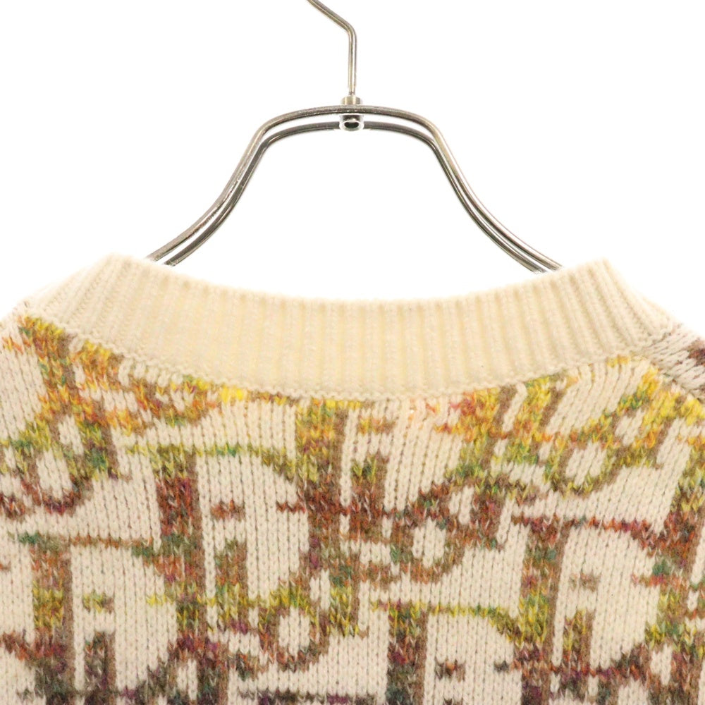 DIOR(ディオール) 21AW オブリーク総柄 クルーネックニットセーター 193M638AT344 イエロー/ホワイト