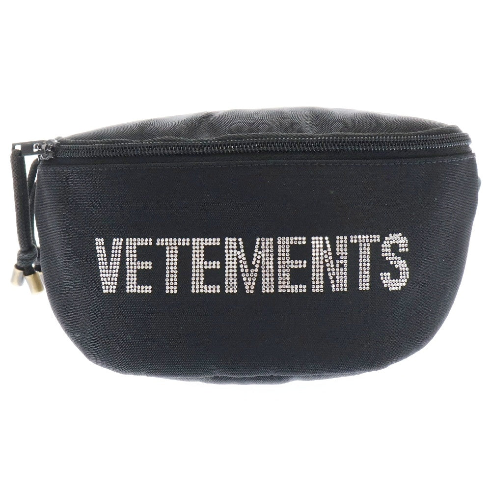 VETEMENTS(ヴェトモン) 20AW Strass Fanny Pack ラインストーン ロゴ ウエスト ボディ バッグ ブラック UAH21BA259