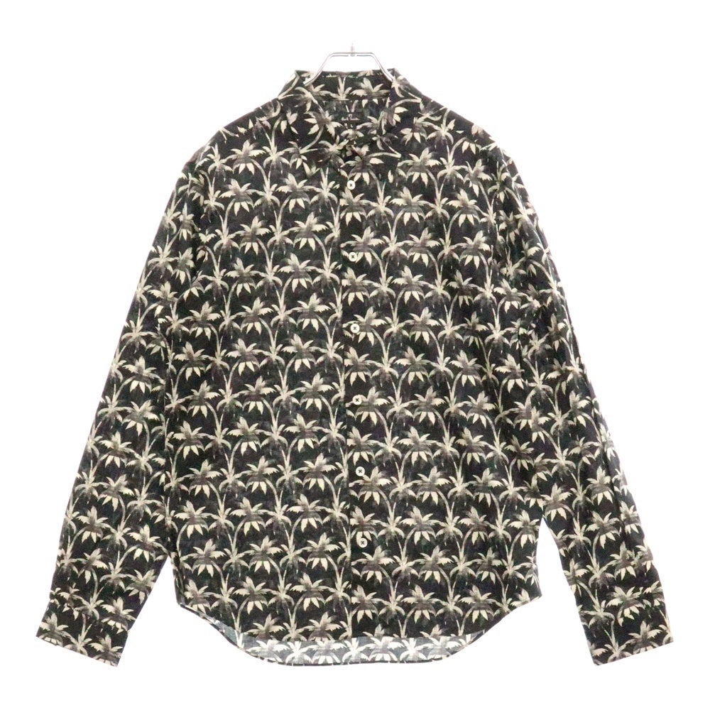PS Paul Smith(ピーエスバイポールスミス) ヤシ柄 ロングスリーブ 長袖シャツ ブラック MK.163609