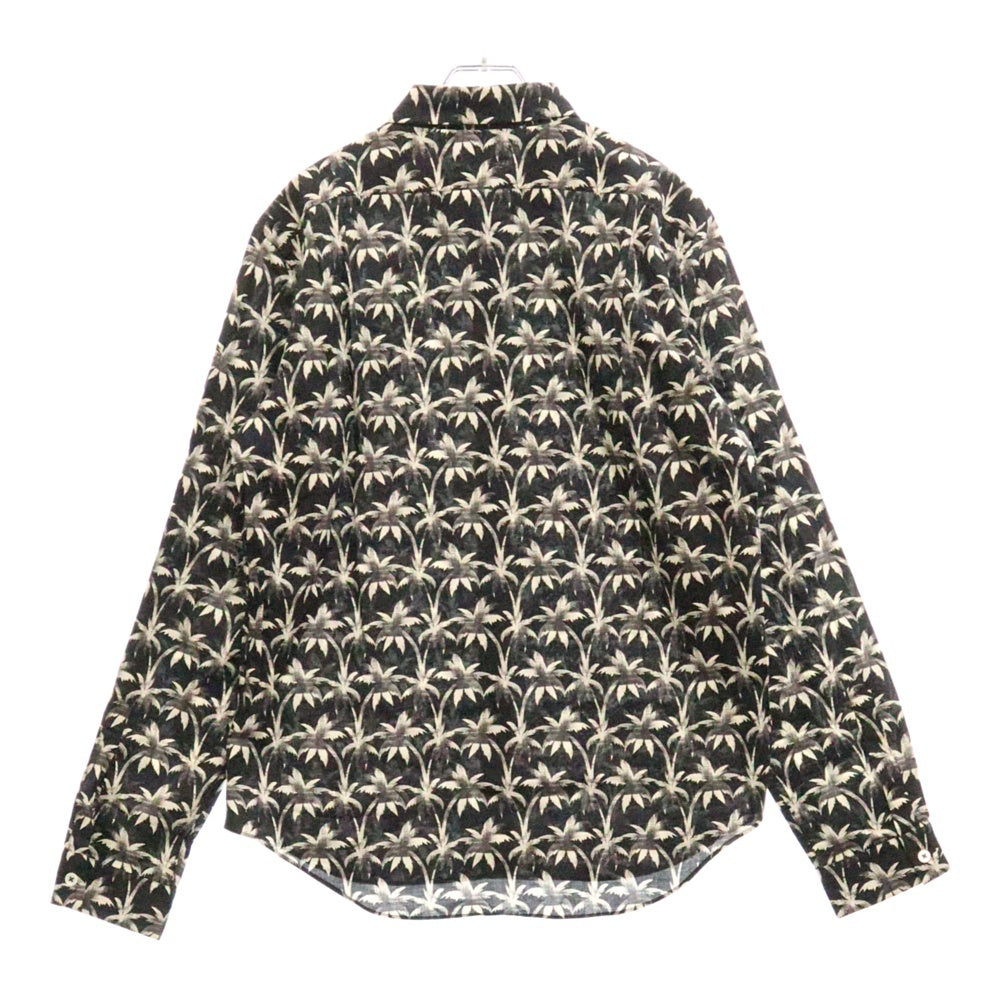 PS Paul Smith(ピーエスバイポールスミス) ヤシ柄 ロングスリーブ 長袖シャツ ブラック MK.163609