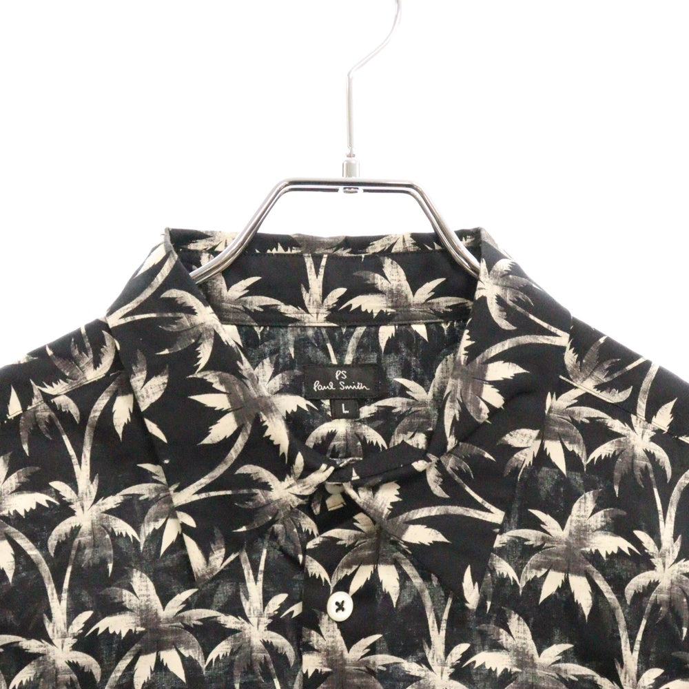 PS Paul Smith(ピーエスバイポールスミス) ヤシ柄 ロングスリーブ 長袖シャツ ブラック MK.163609