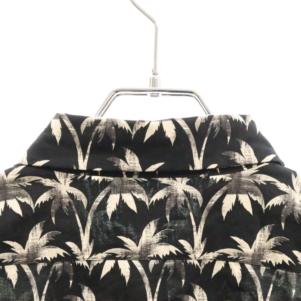 PS Paul Smith(ピーエスバイポールスミス) ヤシ柄 ロングスリーブ 長袖シャツ ブラック MK.163609