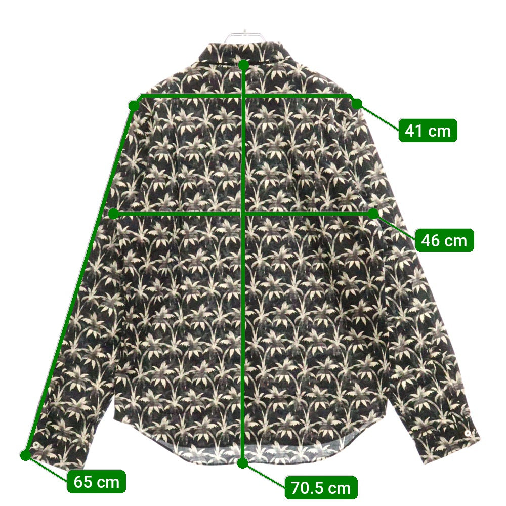 PS Paul Smith(ピーエスバイポールスミス) ヤシ柄 ロングスリーブ 長袖シャツ ブラック MK.163609