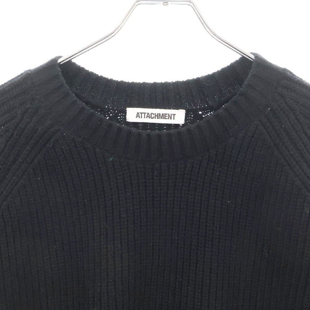 ATTACHMENT(アタッチメント) 24AW BRITISH WO KNIT CREWNECK PULLOVER ブリティッシュ ウールニット セーターブラック