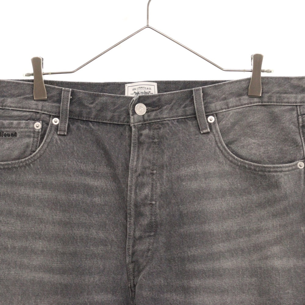 Levi's(リーバイス) ×JJJJound 501 ジョウンド レザーパッチ ストレートデニムパンツ ジーンズ グレー A9525-0000