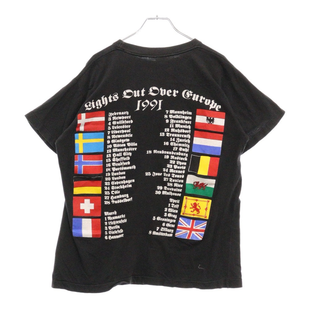 VINTAGE(ヴィンテージ) 90s Motorhead Lights Out Over Europe Tour 1991 モーターヘッド ツアープリント半袖Tシャツ ブラック カットソー