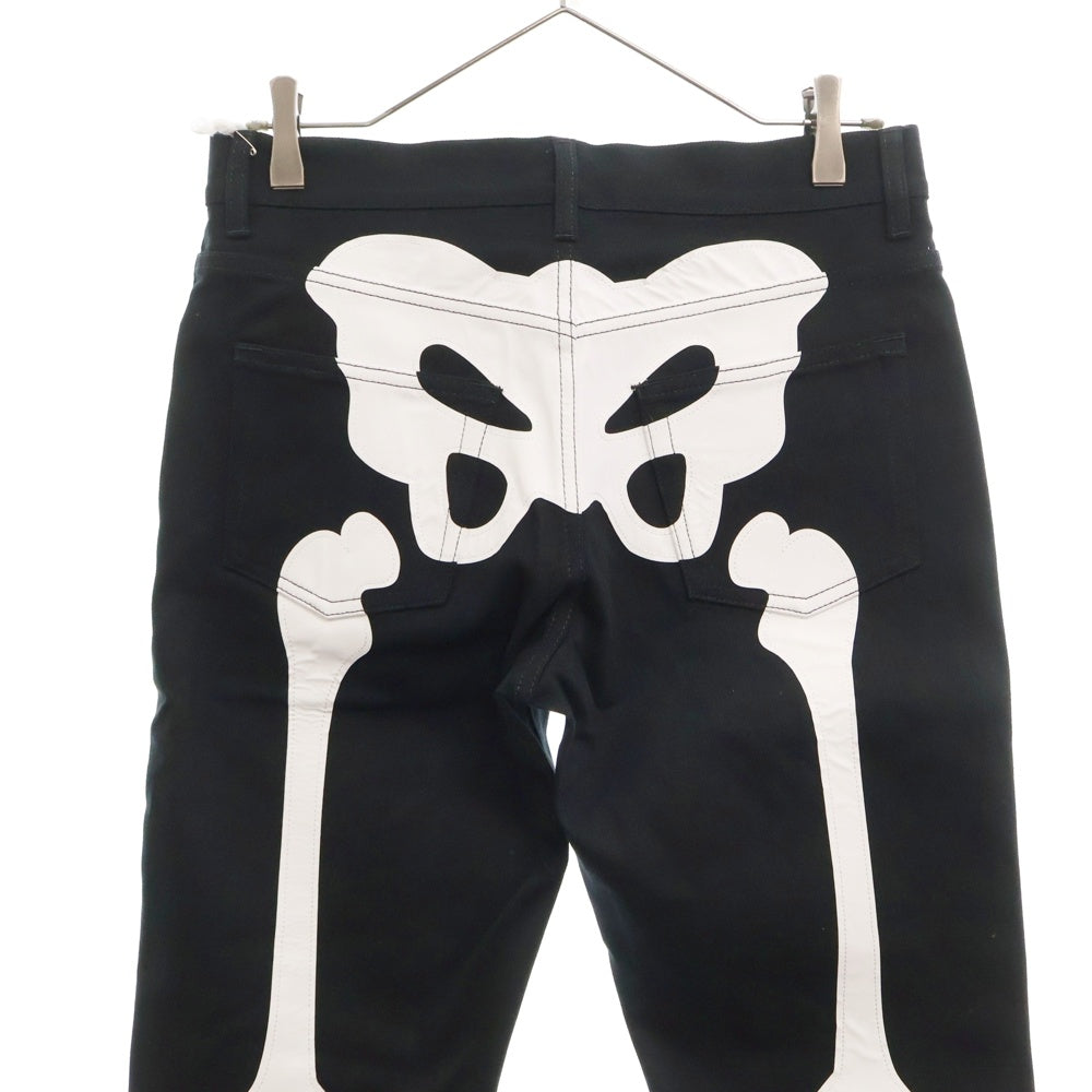 TAKAHIROMIYASHITA The SoloIst.(タカヒロミヤシタザソロイスト) 24SS Stretch Skinny Jean Bone レザーボーンパッチ ストレッチスキニーデニムパンツ ブラック/ホワイト sp.0005cSS24