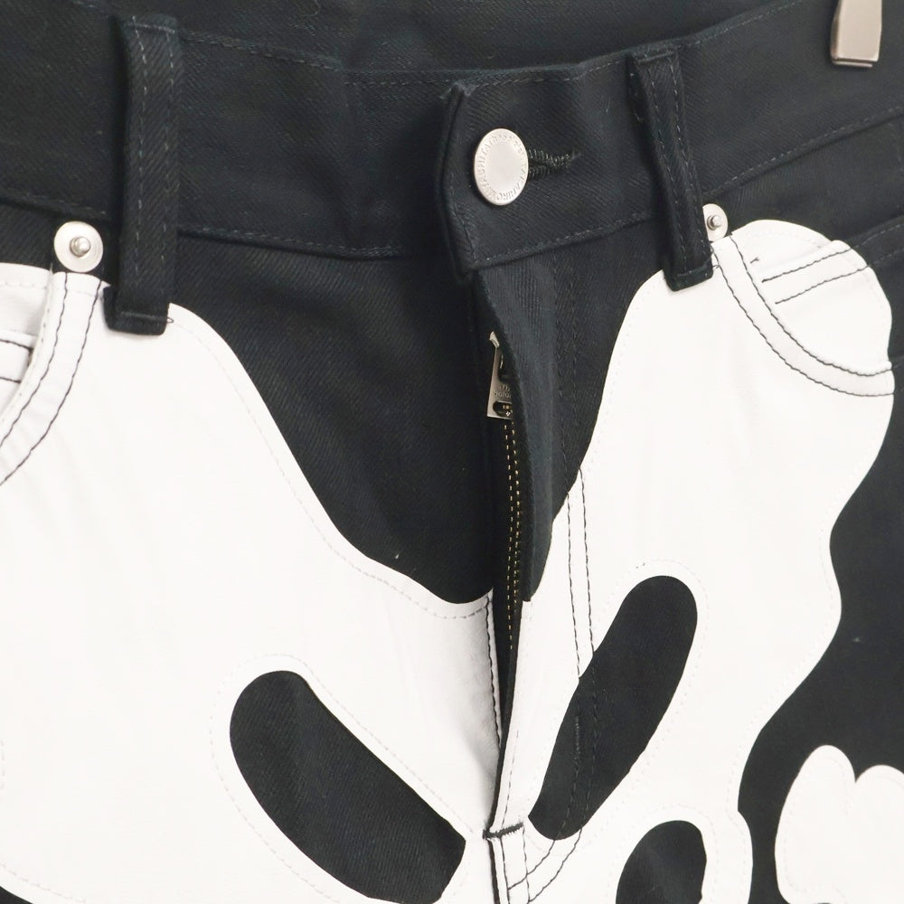 TAKAHIROMIYASHITA The SoloIst.(タカヒロミヤシタザソロイスト) 24SS Stretch Skinny Jean Bone レザーボーンパッチ ストレッチスキニーデニムパンツ ブラック/ホワイト sp.0005cSS24