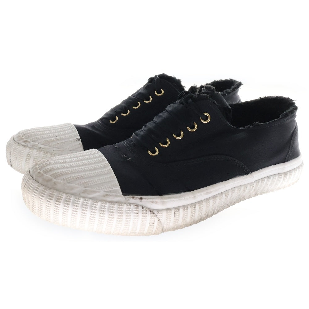 UNDERCOVER(アンダーカバー) 19AW サテン 裏ボア リボンレースアップ ローカットスニーカー ブラック/ホワイト レディース UCX1F03-1
