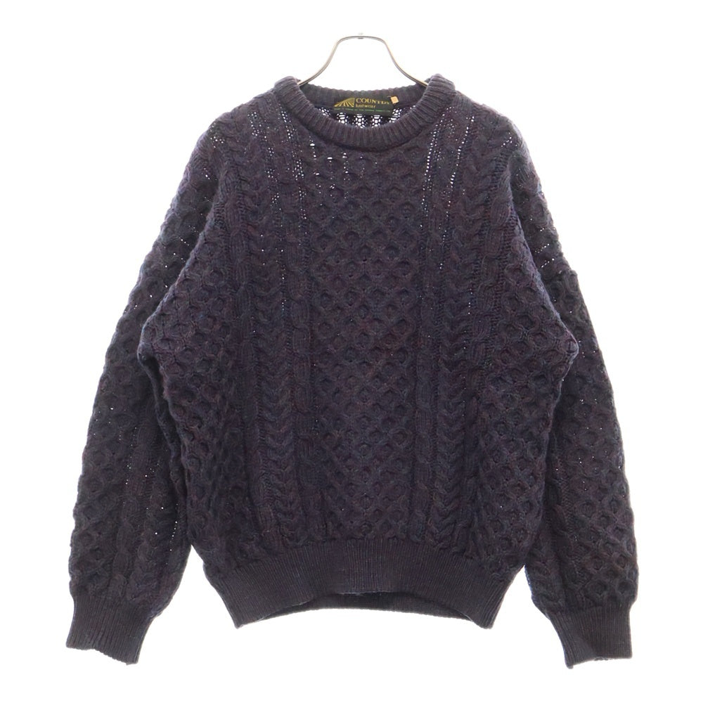 VINTAGE(ヴィンテージ) 80S COUNTRY VINTAGE FISHERMAN WOOL KNIT SWEATER ヴィンテージ カントリー アイルランド製 フィッシャーマン ウールニットセーター パープル