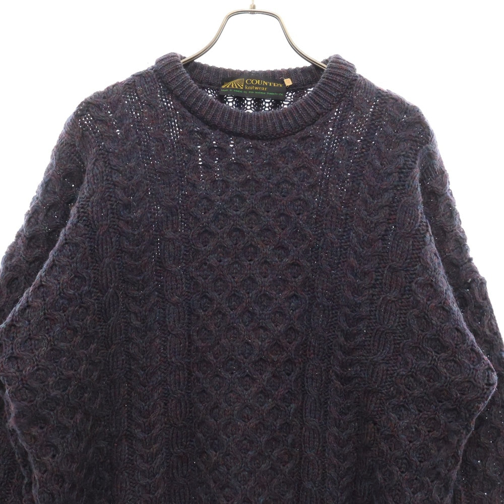 VINTAGE(ヴィンテージ) 80S COUNTRY VINTAGE FISHERMAN WOOL KNIT SWEATER ヴィンテージ カントリー アイルランド製 フィッシャーマン ウールニットセーター パープル