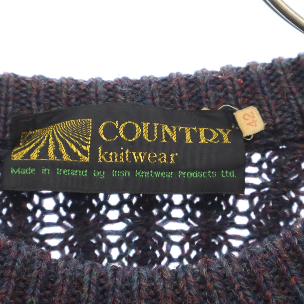 VINTAGE(ヴィンテージ) 80S COUNTRY VINTAGE FISHERMAN WOOL KNIT SWEATER ヴィンテージ カントリー アイルランド製 フィッシャーマン ウールニットセーター パープル