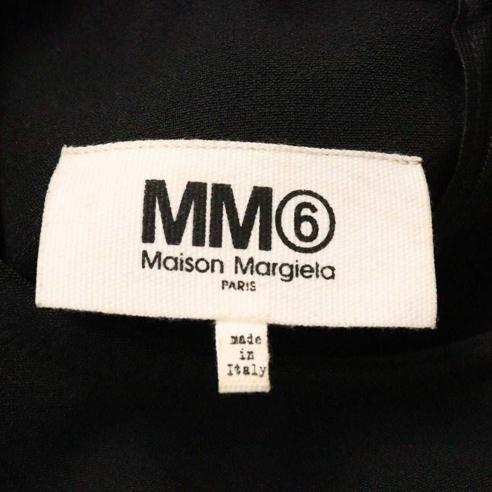 MM6 Maison Margiela(エムエムシックスメゾンマルジェラ) 18AW ノーカラーロングスカートワンピース 袖切替 ブラック レディース S32CU0022