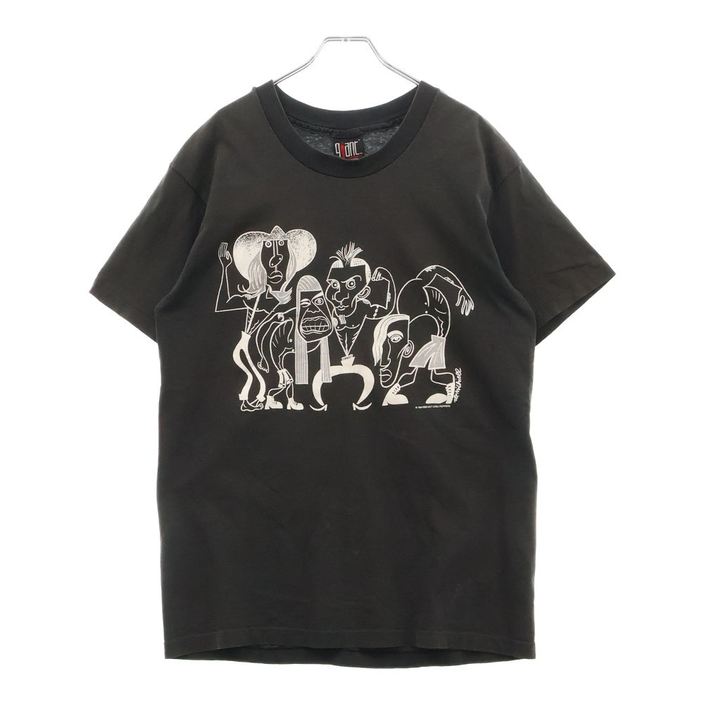 VINTAGE(ヴィンテージ) 90S VINTAGE RED HOT CHILI PEPPERS PICASSO GIANT レッドホットチリペッパーズ ピカソ USA製 両面プリント 裾シングル 半袖Tシャツ カットソー ブラック