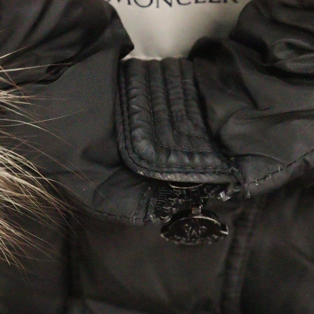 MONCLER(モンクレール) 15AW GENEVRIETTE ジュヌブリエッテ ファーフード ナイロン ジップアップ ダウンジャケット コート レディース A20934982025 ブラック