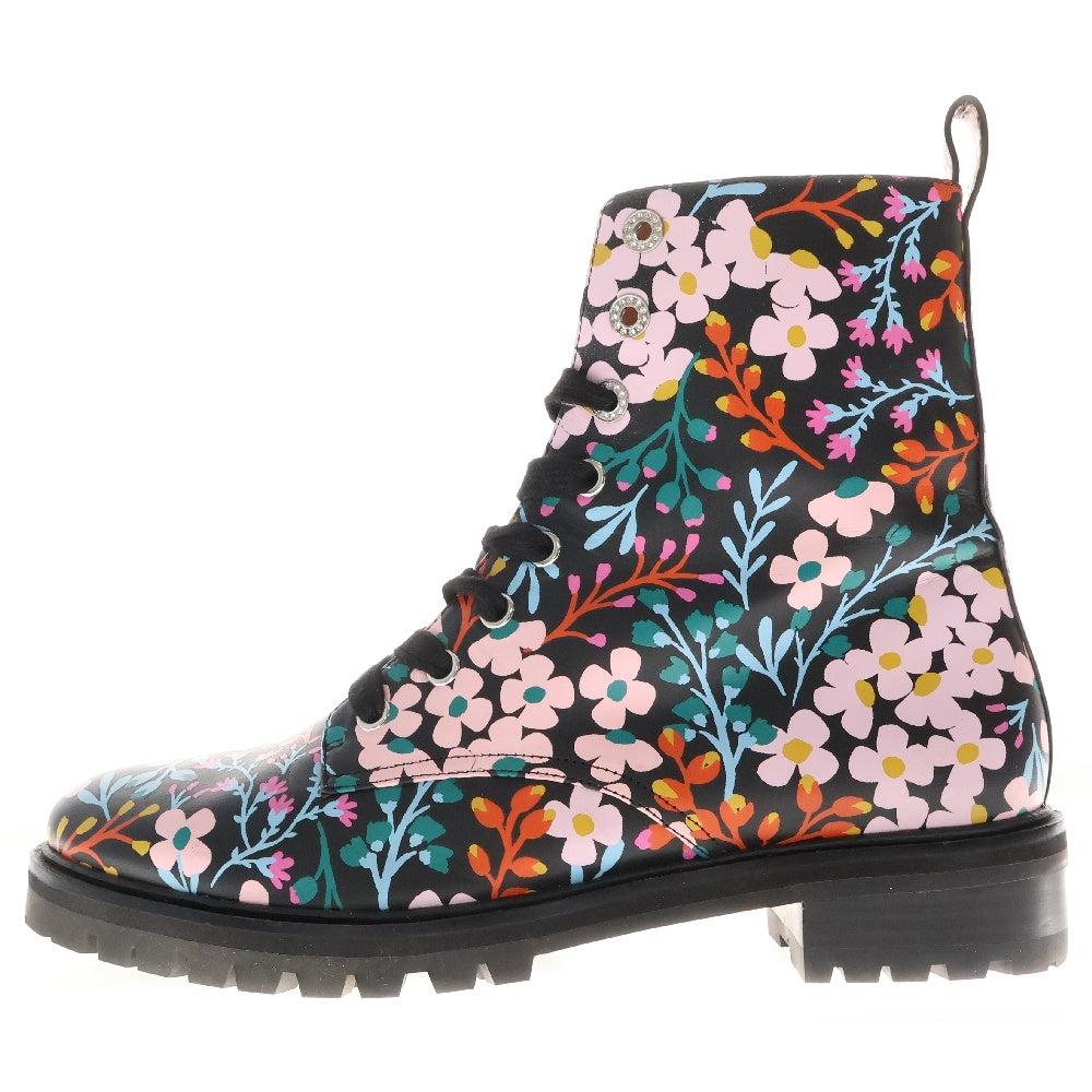 Kate Spade(ケイトスペード) Jemma Boots Multi Flower ジェマ フラワー総柄プリント ハイカット レザーブーツ ブラック/マルチ レディース
