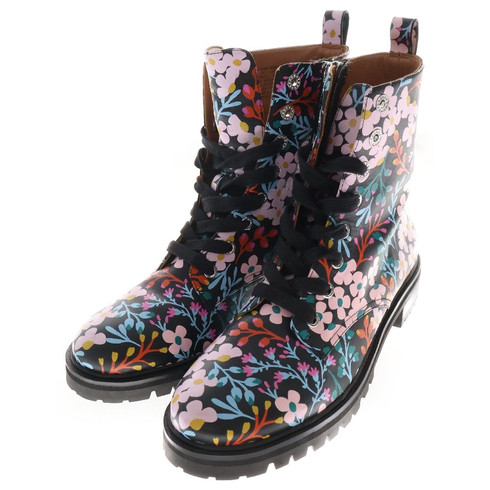 Kate Spade(ケイトスペード) Jemma Boots Multi Flower ジェマ フラワー総柄プリント ハイカット レザーブーツ ブラック/マルチ レディース