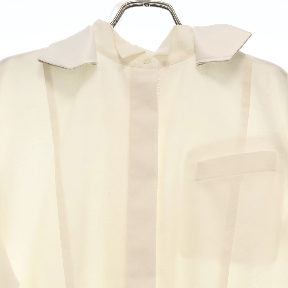 Sacai(サカイ) 21SS レイヤードデザイン バックプリーツ シャツワンピース ホワイト レディース 21-05524