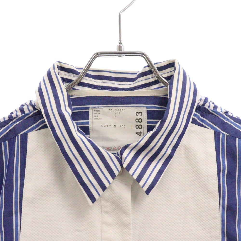 Sacai(サカイ) 20SS Layered Shirt Dress ストライプ柄 レイヤードデザイン 長袖シャツ ドレスシャツ ブルー/ホワイト レディース 20-04883