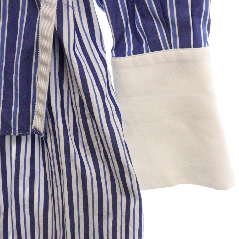 Sacai(サカイ) 20SS Layered Shirt Dress ストライプ柄 レイヤードデザイン 長袖シャツ ドレスシャツ ブルー/ホワイト レディース 20-04883