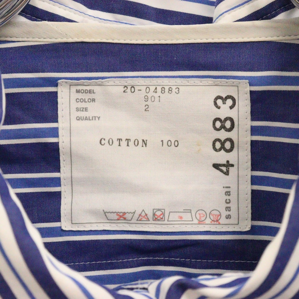 Sacai(サカイ) 20SS Layered Shirt Dress ストライプ柄 レイヤードデザイン 長袖シャツ ドレスシャツ ブルー/ホワイト レディース 20-04883