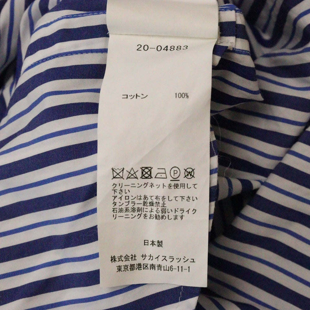 Sacai(サカイ) 20SS Layered Shirt Dress ストライプ柄 レイヤードデザイン 長袖シャツ ドレスシャツ ブルー/ホワイト レディース 20-04883