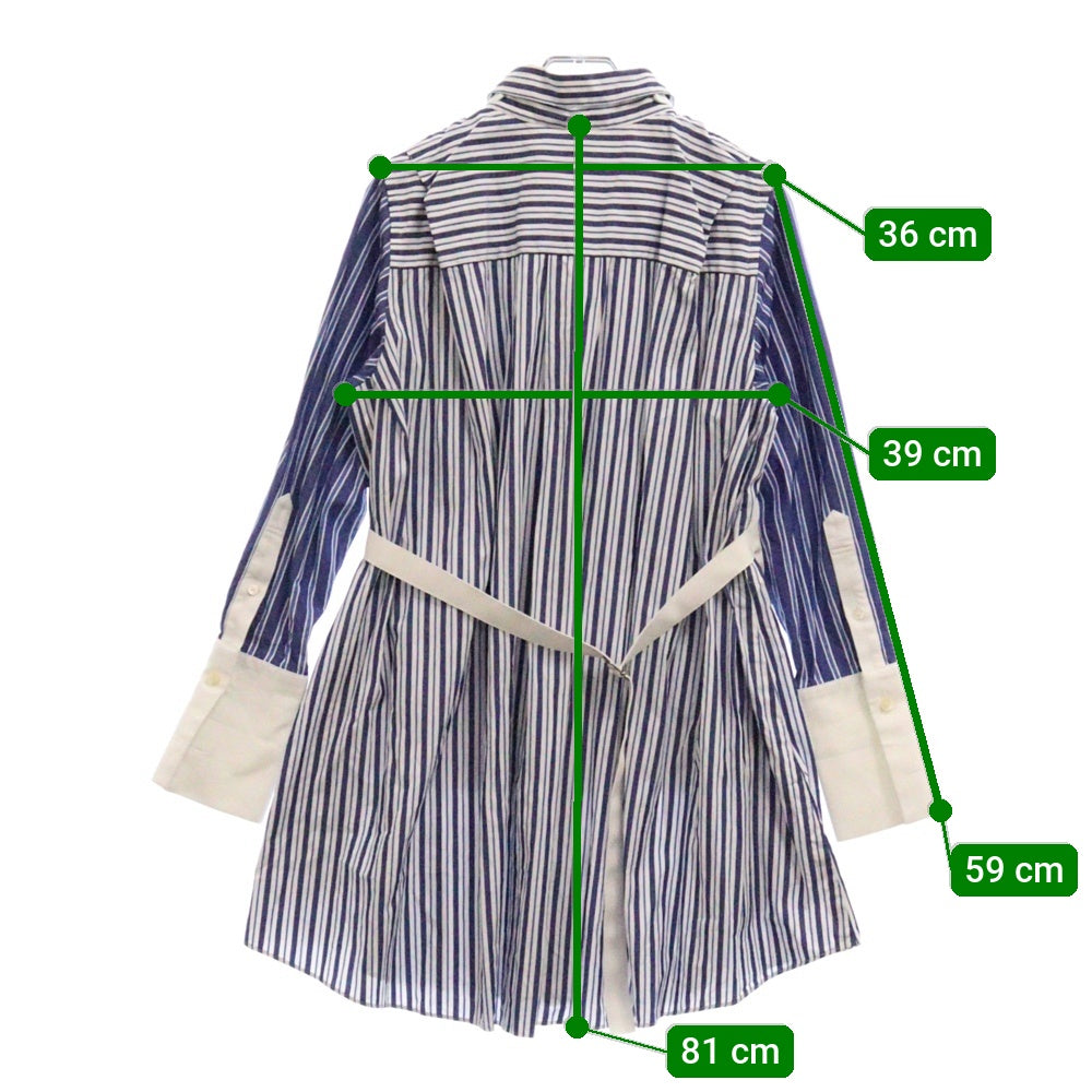 Sacai(サカイ) 20SS Layered Shirt Dress ストライプ柄 レイヤードデザイン 長袖シャツ ドレスシャツ ブルー/ホワイト レディース 20-04883