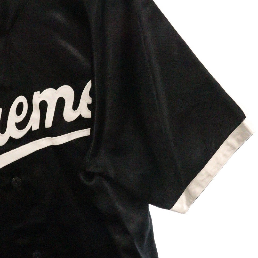 SUPREME(シュプリーム) 17SS Satin Baseball Jersey 胸ロゴ サテンベースボールシャツ ジャージ ブラック