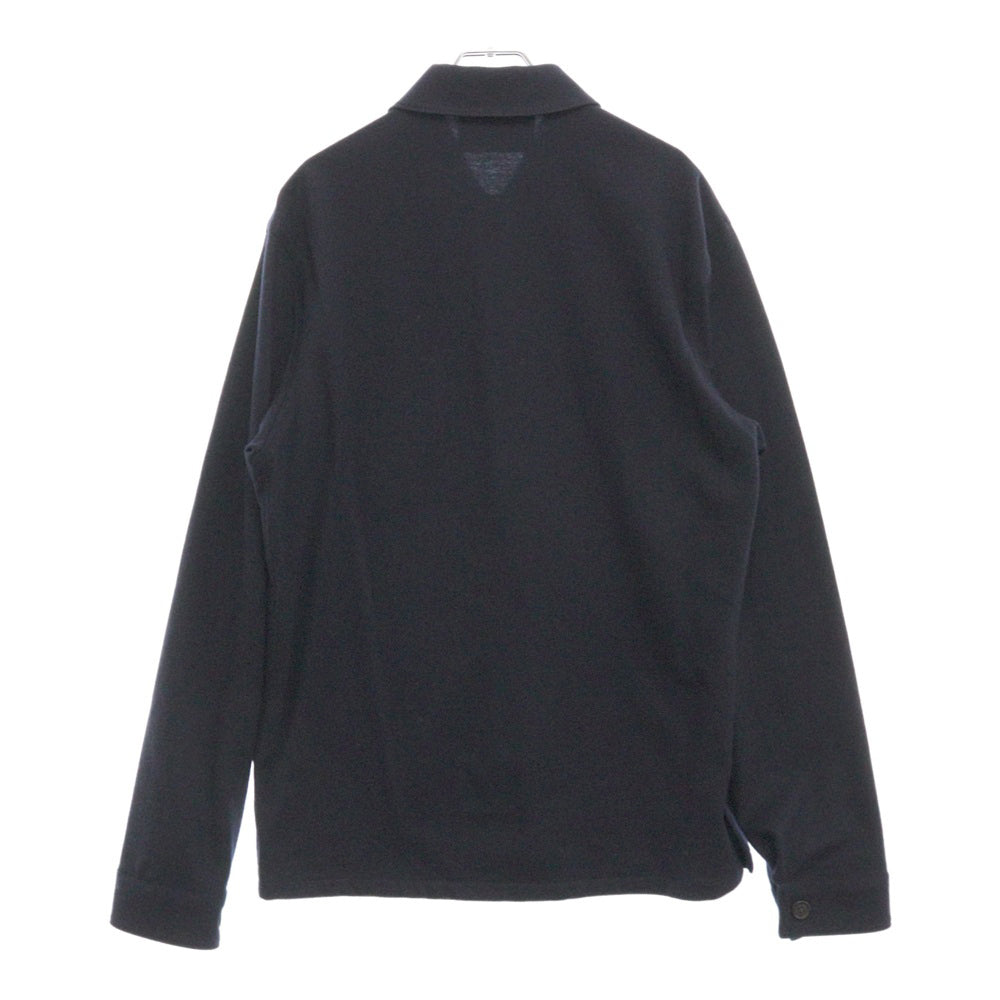 PRADA(プラダ) トライアングルロゴ ウール×カシミヤ 長袖ボタンシャツ ネイビー SC551