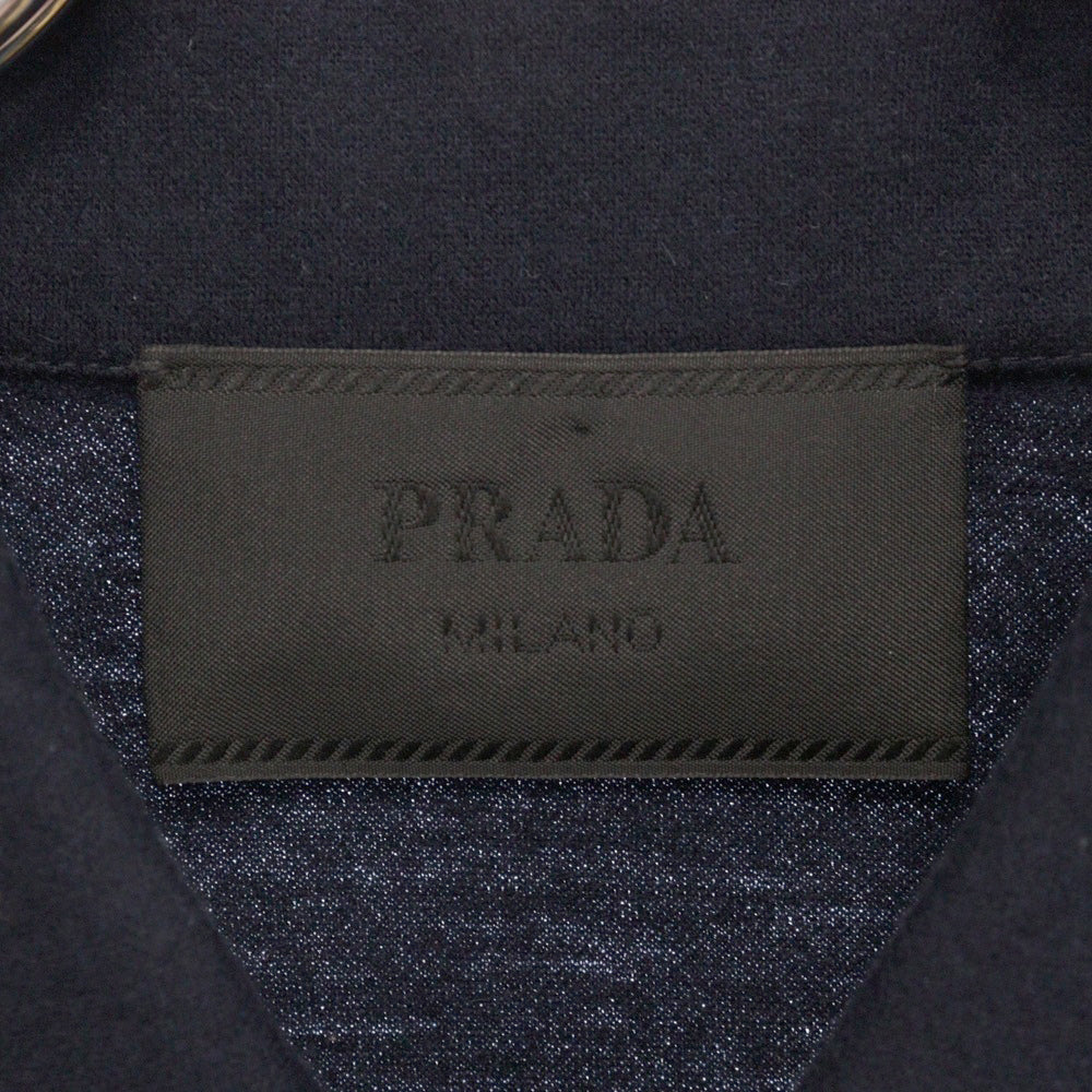 PRADA(プラダ) トライアングルロゴ ウール×カシミヤ 長袖ボタンシャツ ネイビー SC551
