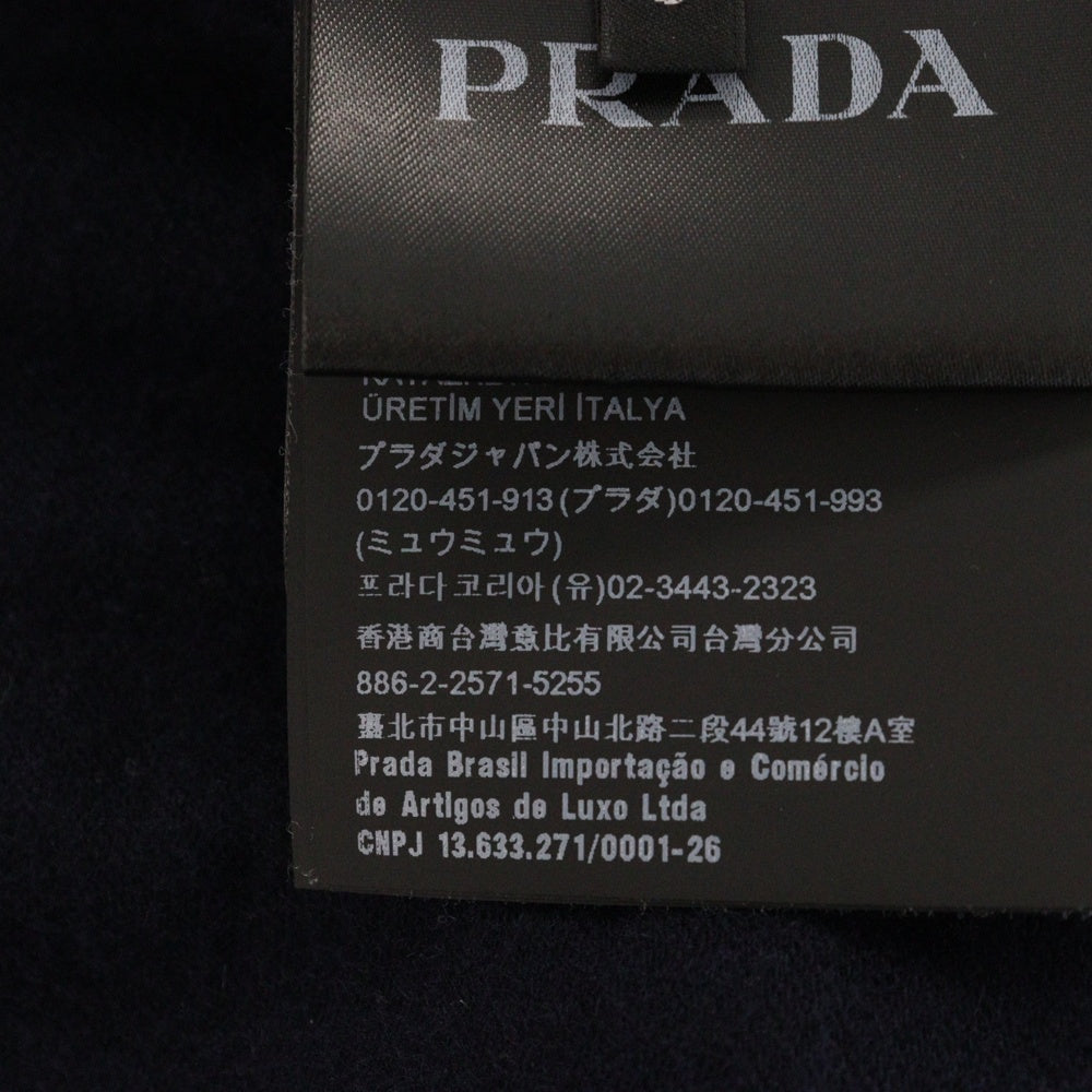 PRADA(プラダ) トライアングルロゴ ウール×カシミヤ 長袖ボタンシャツ ネイビー SC551
