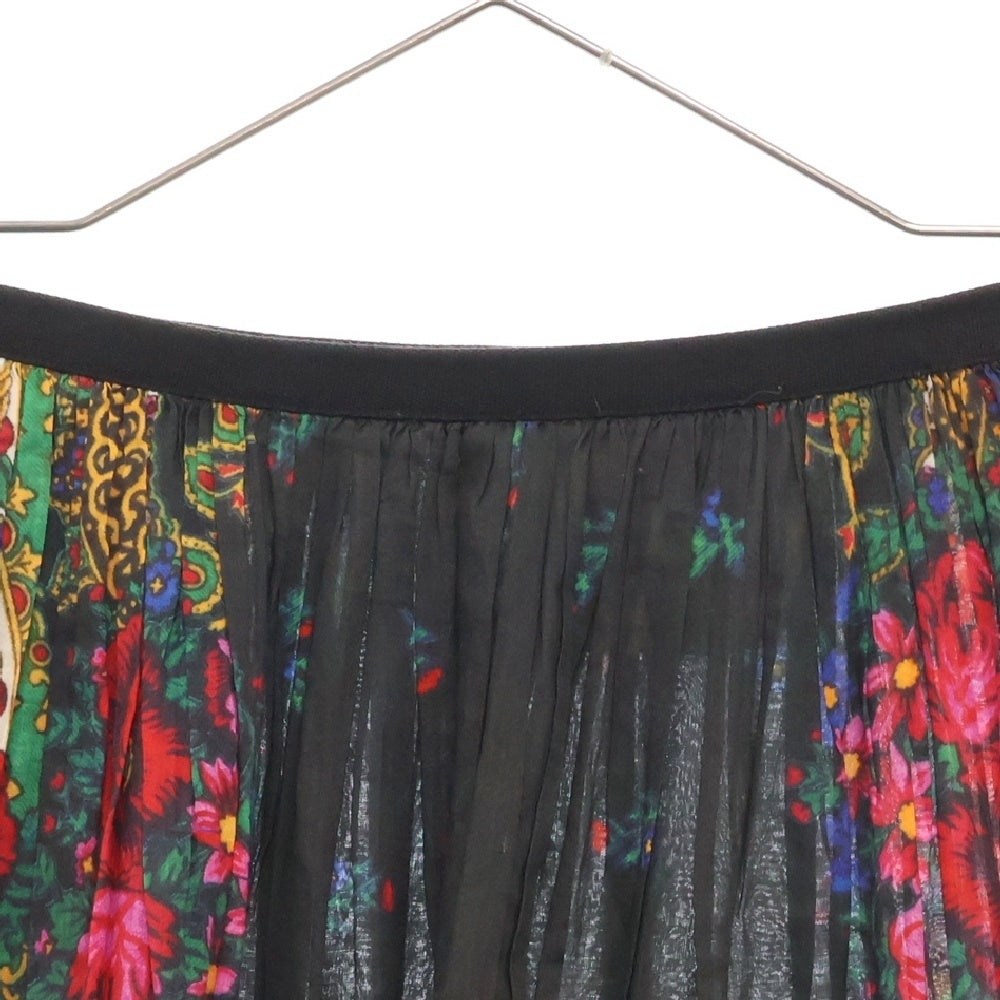 tricot COMME des GARCONS(トリコ コム デ ギャルソン) 14SS フラワー総柄プリント ギャザー サイドジップ ミディアム フレアスカート ブラック レディース TM-S045 AD2013