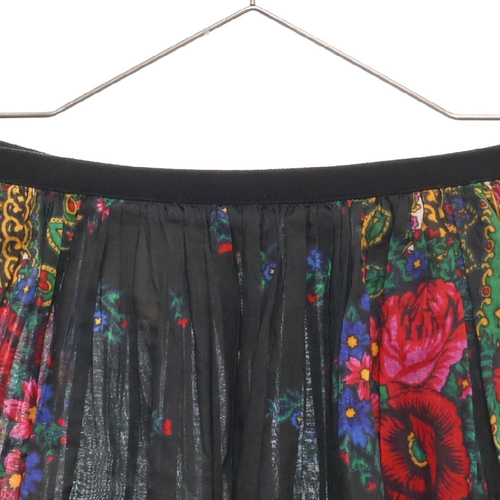 tricot COMME des GARCONS(トリコ コム デ ギャルソン) 14SS フラワー総柄プリント ギャザー サイドジップ ミディアム フレアスカート ブラック レディース TM-S045 AD2013