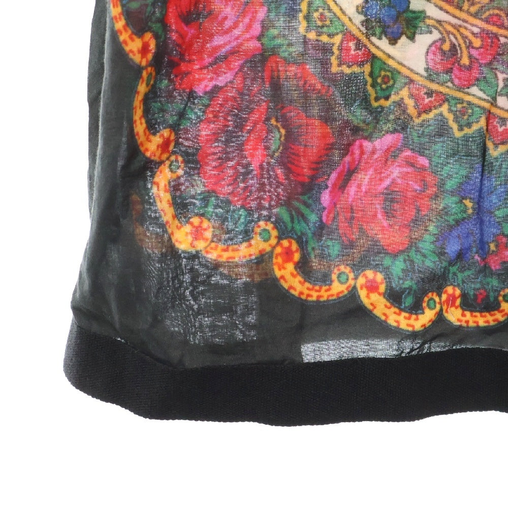 tricot COMME des GARCONS(トリコ コム デ ギャルソン) 14SS フラワー総柄プリント ギャザー サイドジップ ミディアム フレアスカート ブラック レディース TM-S045 AD2013