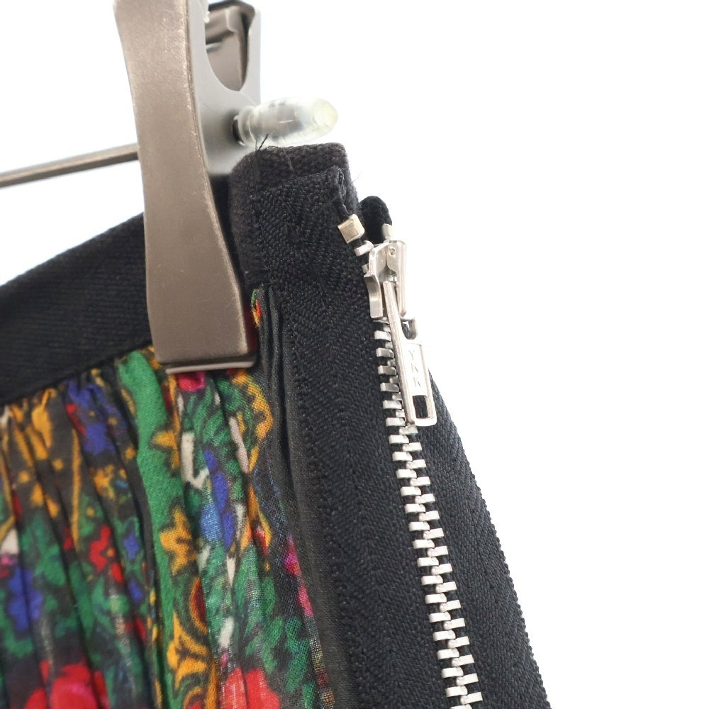 tricot COMME des GARCONS(トリコ コム デ ギャルソン) 14SS フラワー総柄プリント ギャザー サイドジップ ミディアム フレアスカート ブラック レディース TM-S045 AD2013