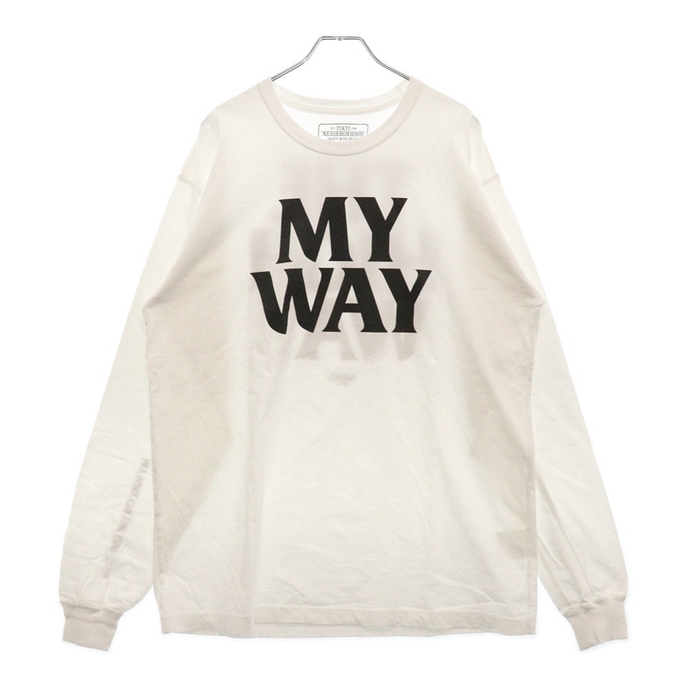 NEIGHBORHOOD(ネイバーフッド) 19AW MY WAY L/S TEE アームプリント 両面プリントTシャツ 長袖クルーネックカットソー ホワイト 192PCNH-LT12