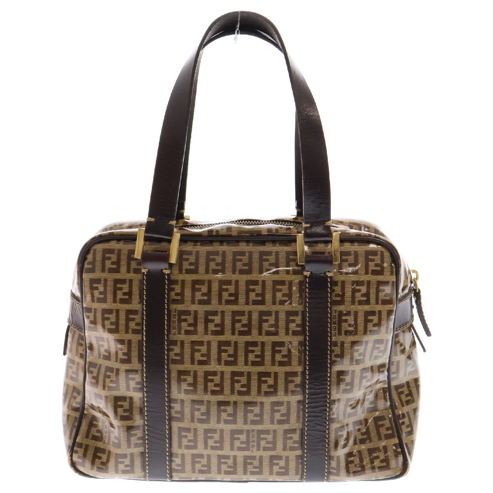 FENDI(フェンディ) ズッキーノ ズッカ総柄 エナメル ハンドバッグ ブラウン 04BJ414 レディース