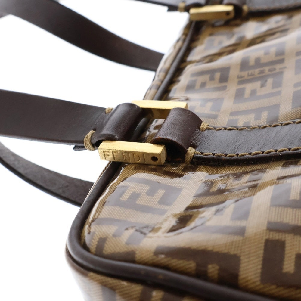 FENDI(フェンディ) ズッキーノ ズッカ総柄 エナメル ハンドバッグ ブラウン 04BJ414 レディース