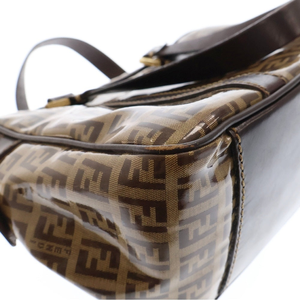 FENDI(フェンディ) ズッキーノ ズッカ総柄 エナメル ハンドバッグ ブラウン 04BJ414 レディース