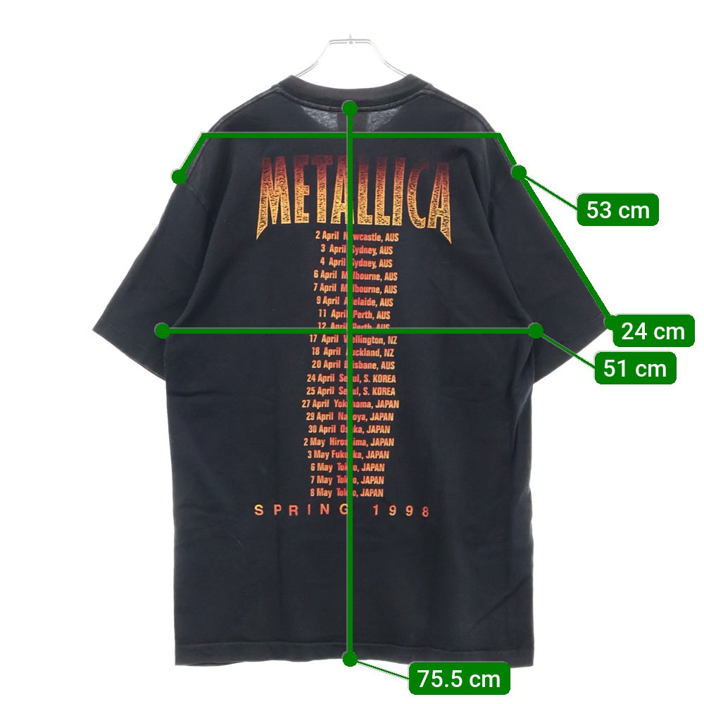 VINTAGE(ヴィンテージ) 90s METALLICA SPRING 1998 TOUR スプリングツアープリント半袖Tシャツ ブラック