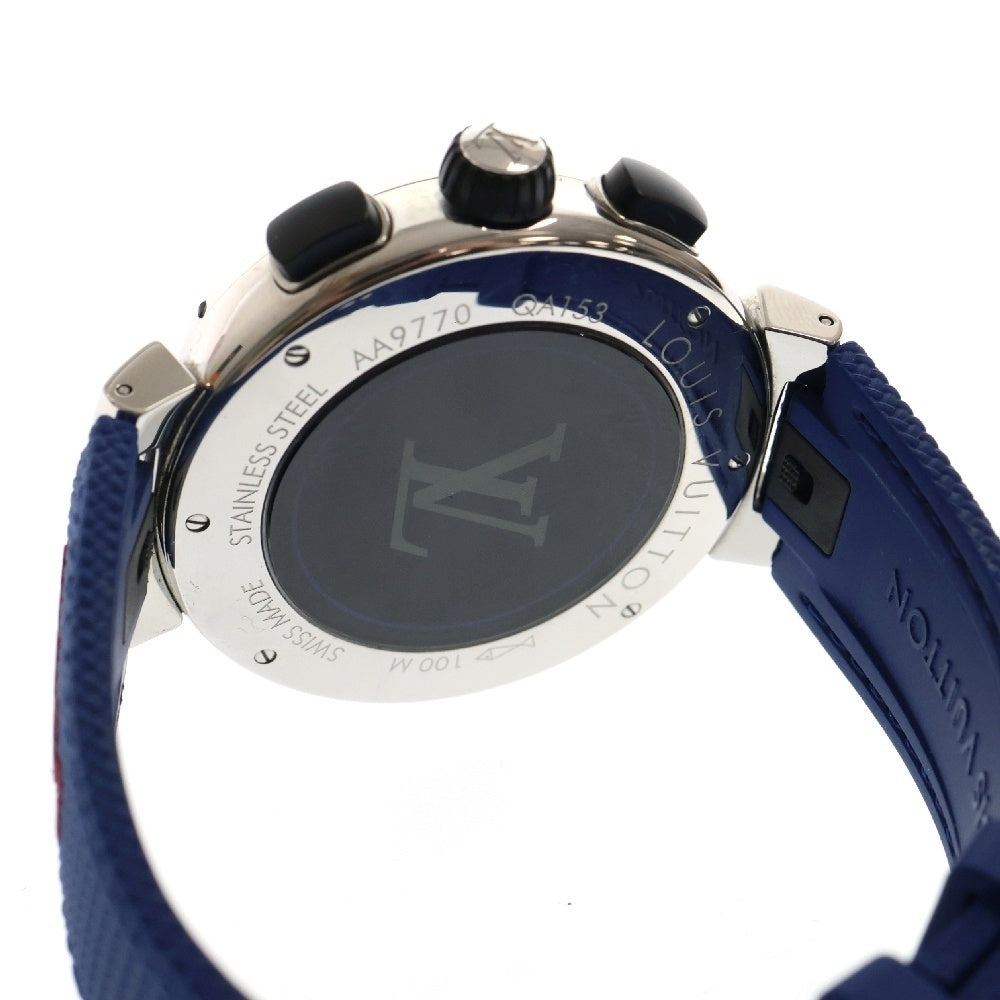 LOUIS VUITTON(ルイヴィトン) タンブール アウトドア クロノグラフ GM ウォッチ 腕時計 シルバー/ブルー QA153Z AA9770