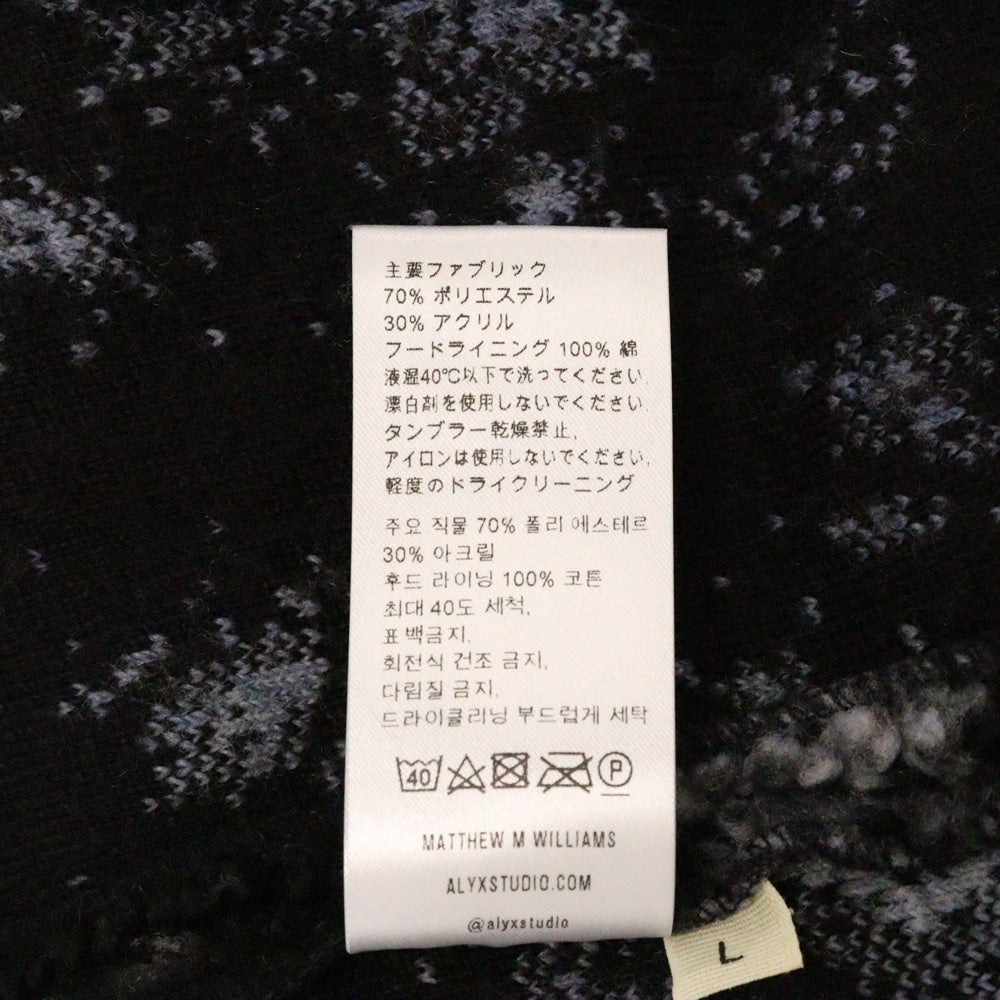 1017 ALYX 9SM(アリクス) フリース プルオーバーパーカー 総柄アノラック ブラック
