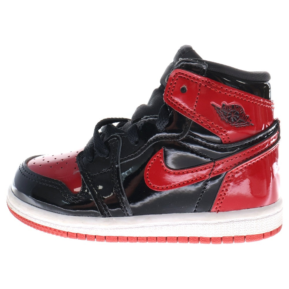 NIKE(ナイキ) AIR JORDAN1 RETRO HIGH OG TD Patent Bred エアジョーダン1 パテントブレッド ハイカットスニーカー キッズ ブラック/レッド US8C/14.0m AQ2665-063