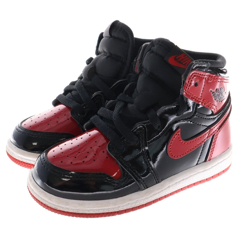 NIKE(ナイキ) AIR JORDAN1 RETRO HIGH OG TD Patent Bred エアジョーダン1 パテントブレッド ハイカットスニーカー キッズ ブラック/レッド US8C/14.0m AQ2665-063