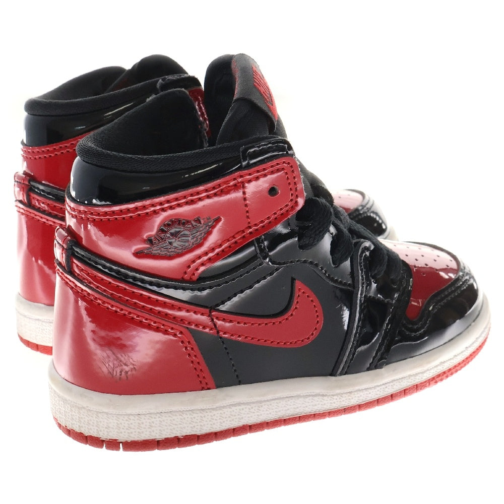 NIKE(ナイキ) AIR JORDAN1 RETRO HIGH OG TD Patent Bred エアジョーダン1 パテントブレッド ハイカットスニーカー キッズ ブラック/レッド US8C/14.0m AQ2665-063