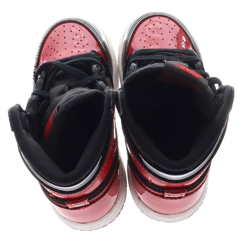 NIKE(ナイキ) AIR JORDAN1 RETRO HIGH OG TD Patent Bred エアジョーダン1 パテントブレッド ハイカットスニーカー キッズ ブラック/レッド US8C/14.0m AQ2665-063